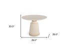 39" Off White And Off White And Brass Rounded Concrete Dining Table
