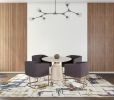 39" Off White And Off White And Brass Rounded Concrete Dining Table
