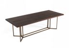 95" Dark Mango And Brass Rectangular Manufactured Wood And Iron Dining Table