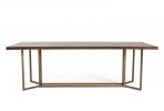 95" Dark Mango And Brass Rectangular Manufactured Wood And Iron Dining Table