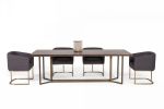 95" Dark Mango And Brass Rectangular Manufactured Wood And Iron Dining Table