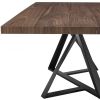 87" Walnut And Black Rectangular Manufactured Wood And Iron Dining Table