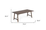 79" Walnut Rectangular Solid Manufactured Wood And Solid Wood Dining Table