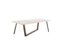 87" White And Walnut Rectangular Manufactured Wood And Solid Manufactured Wood Dining Table