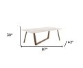 87" White And Walnut Rectangular Manufactured Wood And Solid Manufactured Wood Dining Table