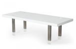 95" White And Gray Stainless Steel Dining Table
