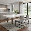 95" White And Gray Stainless Steel Dining Table