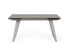 94" Gray Glass And Metal Self-Storing Leaf Sled Base Dining Table