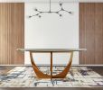 71" Clear And Gold Oval Glass And Stainless Steel Dining Table