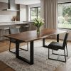 102" Brown And Black Solid Wood And Metal Sled Base Dining Table