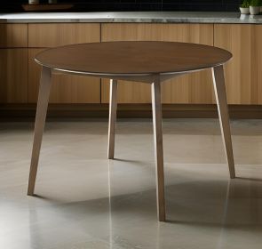42" Brown Rounded Solid Wood Dining Table