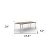 95" Walnut And Chrome Rectangular Manufactured Wood And Stainless Steel Dining Table
