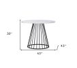 43" White And Black Rounded Metal Pedestal Base Dining Table