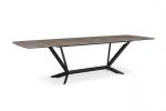 118" Gray And Black Ceramic And Metal Trestle Base Dining Table