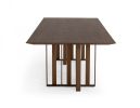 118" Brown And Brass Stainless Steel Double Pedestal Base Dining Table