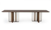 118" Brown And Brass Stainless Steel Double Pedestal Base Dining Table