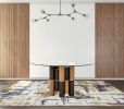 59" Clear And Walnut Rounded Glass And Solid Manufactured Wood Dining Table