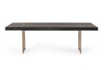 95" Dark Brown And Brass Metal Sled Base Dining Table