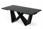 107" Black Rectangular Ceramic And Metal Self-Storing Leaf Dining Table
