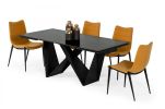 107" Black Rectangular Ceramic And Metal Self-Storing Leaf Dining Table