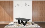 107" Black Rectangular Ceramic And Metal Self-Storing Leaf Dining Table