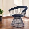 Black Velvet Metal Windsor Back Dining Arm Chair