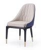 Tufted Beige and Blue And Black Upholstered Faux Leather Dining Side Chair