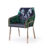 Green and Black And Rose Gold Upholstered Velvet Dining Arm Chair