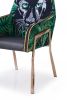 Green and Black And Rose Gold Upholstered Velvet Dining Arm Chair