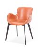 Terra Cotta And Black Upholstered Faux Leather Dining Side Chair