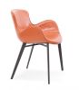 Terra Cotta And Black Upholstered Faux Leather Dining Side Chair