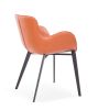 Terra Cotta And Black Upholstered Faux Leather Dining Side Chair