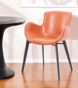 Terra Cotta And Black Upholstered Faux Leather Dining Side Chair
