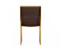 Set of Two Brown And Brass Upholstered Faux Leather Dining Side Chairs