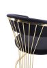 Black And Gold Upholstered Velvet Open Back Dining Arm Chair