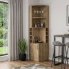 18" Brown Corner Bar Cabinet With Eleven Shelves