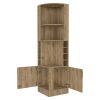18" Brown Corner Bar Cabinet With Eleven Shelves