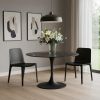 47" Black Rounded Ceramic And Metal Pedestal Base Dining Table