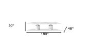 180" White Marble Double Pedestal Base Dining Table