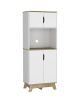 25.59" X 15.75" X 67.17" Light Oak / White Particle board Brussel Microwave Pantry Cabinet
