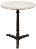 24" Ivory And Black Stone And Iron Round Bistro Dining Table