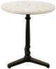 24" Ivory And Black Stone And Iron Round Bistro Dining Table