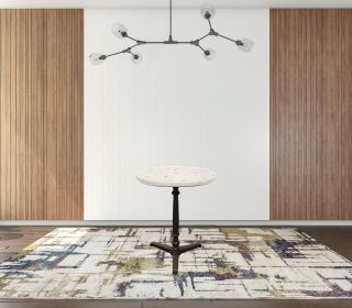 24" Ivory And Black Stone And Iron Round Bistro Dining Table