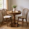30" Wood Brown Rounded Solid Wood Pedestal Base Dining Table