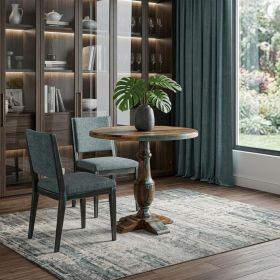 36" Brown Rounded Solid Wood Pedestal Base Dining Table