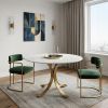 48" Ivory And Brass Rounded Marble And Iron Pedestal Base Dining Table