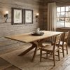 79" Natural Solid Wood Pedestal Base Dining Table