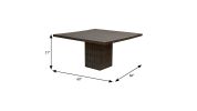 60" Antique Brown Square Solid Wood Dining Table