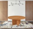 70" Natural Rounded Solid Wood Dining Table