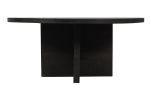 70" Dark Gray Rounded Solid Wood Dining Table